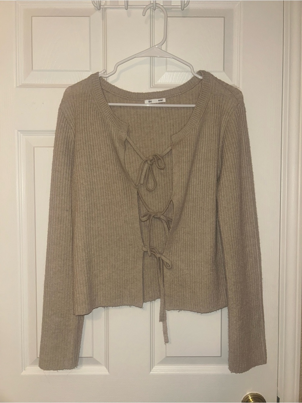 GU Tie-Front Ribbed Cardigan - Picture 5 of 9